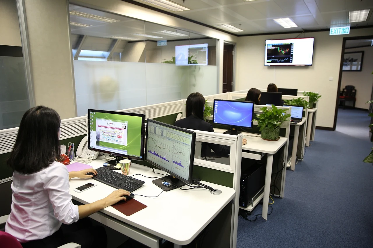 Professional office workforce supporting business operations